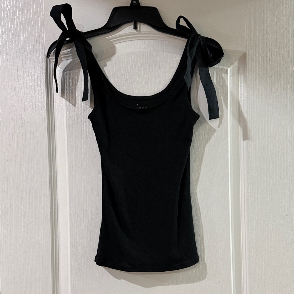 a new day Black Tank Top with Ribbon‎ Straps XS